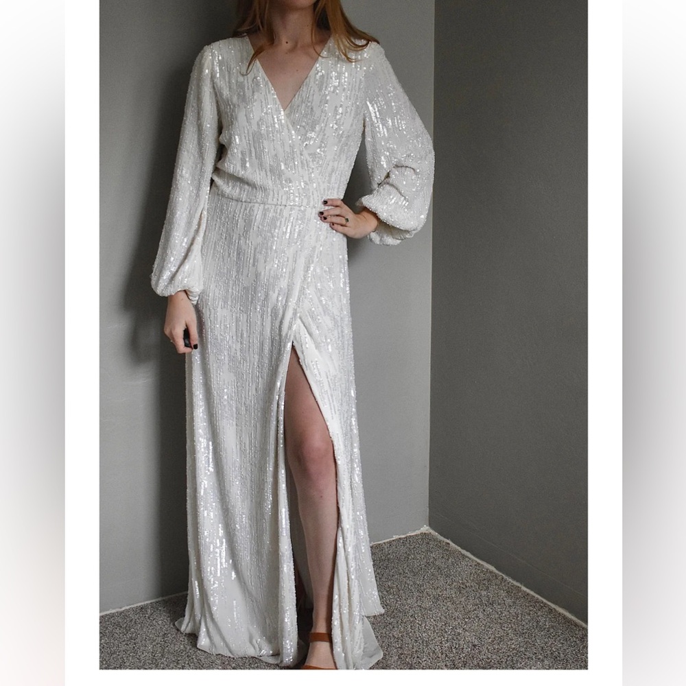BHLDN Casey Dress Size 8 NEW Ivory Long Sleeves